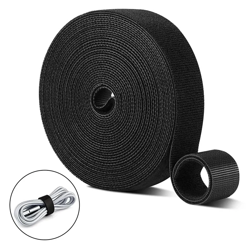 1/3/5M/Roll Reusable Cable Organizer Removable Cable Straps With Free Cut Feature Double Side Fastening Tape For Cord Management