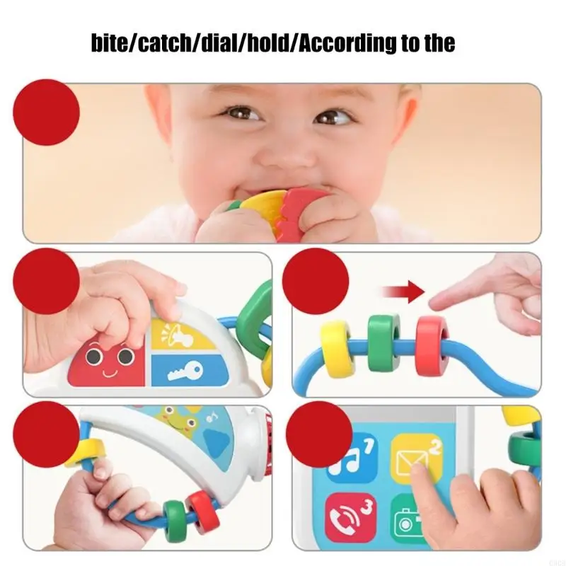 090B Baby Rattle Toy Musical Instrument Musical Phone Sensory Toy Newborns Gift Musical Shaker Phone Guitar Piano Car