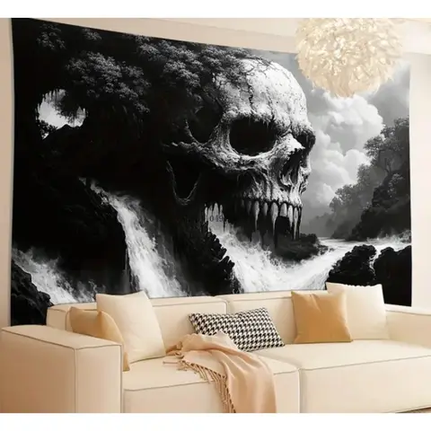 लिविंग रूम, बेडरूम, ऑफिस की सजावट के लिए खोपड़ी टेपेस्ट्री - पार्टी और घर के माहौल के लिए बिल्कुल सही रचनात्मक उपहार 8 best sales खोपड़ी टेपेस्ट्री - №5