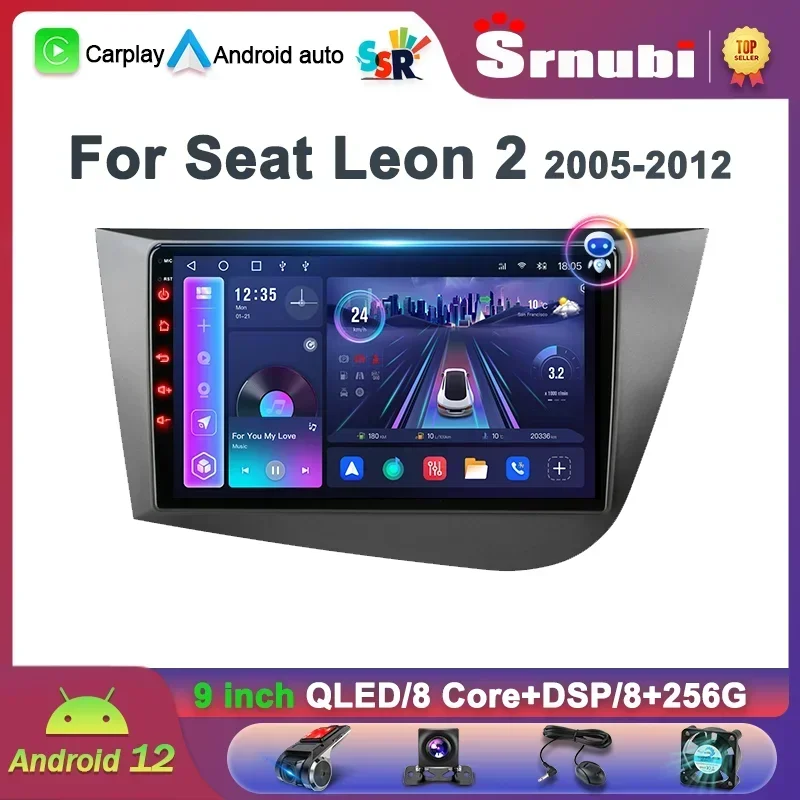 

Srnubi Android 12.0 Car Radio For Seat Leon 2 2007 - 2015 Multimedia Video Player 2Din 4G WIFI GPS Navigation Carplay Head Unit