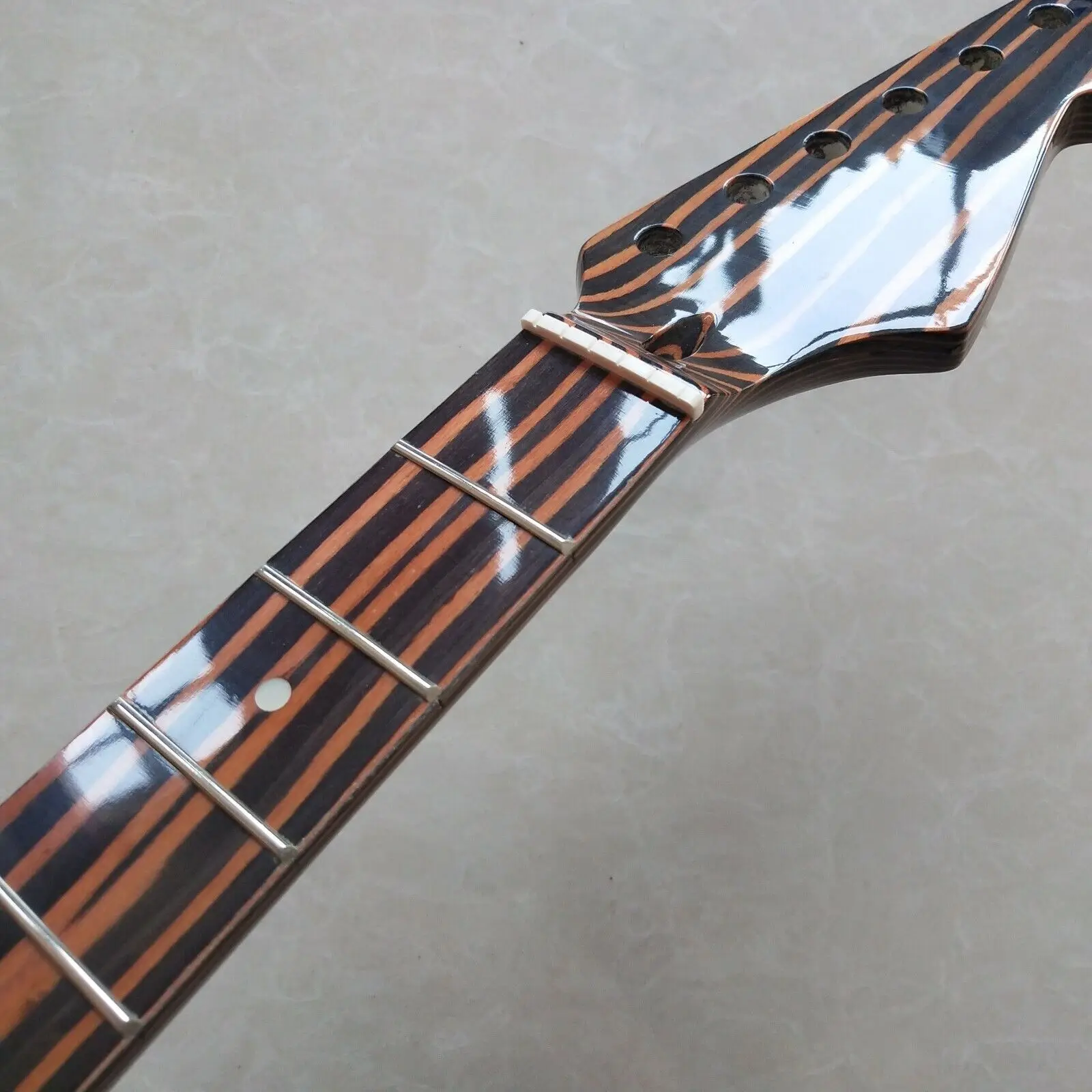 22 Frets Gloss Zebra wood Electric Guitar Neck 25.5in Fretboard dots inlay parts