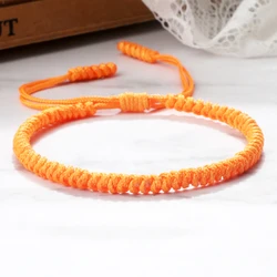 Tibetan Buddhist Lucky Charm Tibetan Bracelets & Bangles For Women Men Handmade Knots Original Rope Friendship Orange Bracelet