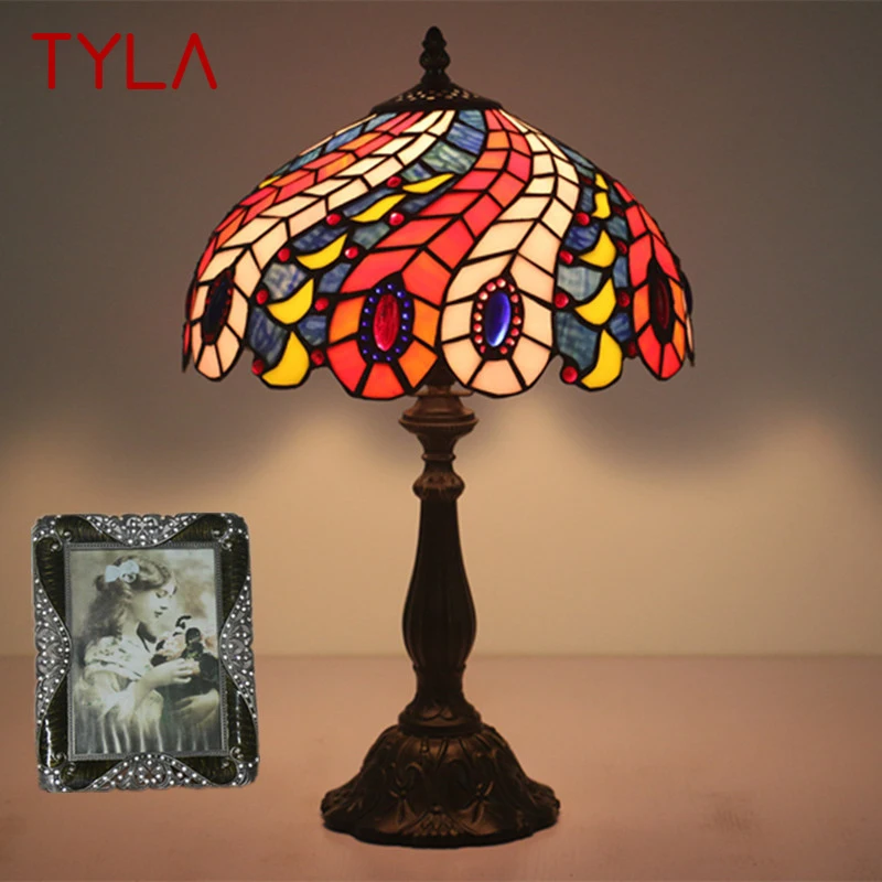 

TYLA Modern Tiffany Table Lamp LED Creative Stained Glass Desk Light Decor for Home Living Room Bedroom Bedside