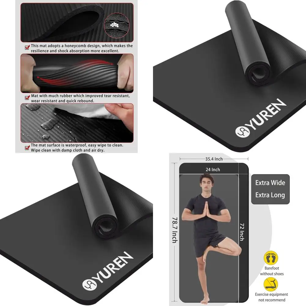

78 x 35 полудюймовый толстый коврик для йоги для мужчин и женщин, большой коврик для упражнений с сумкой для переноски для домашнего спортзала