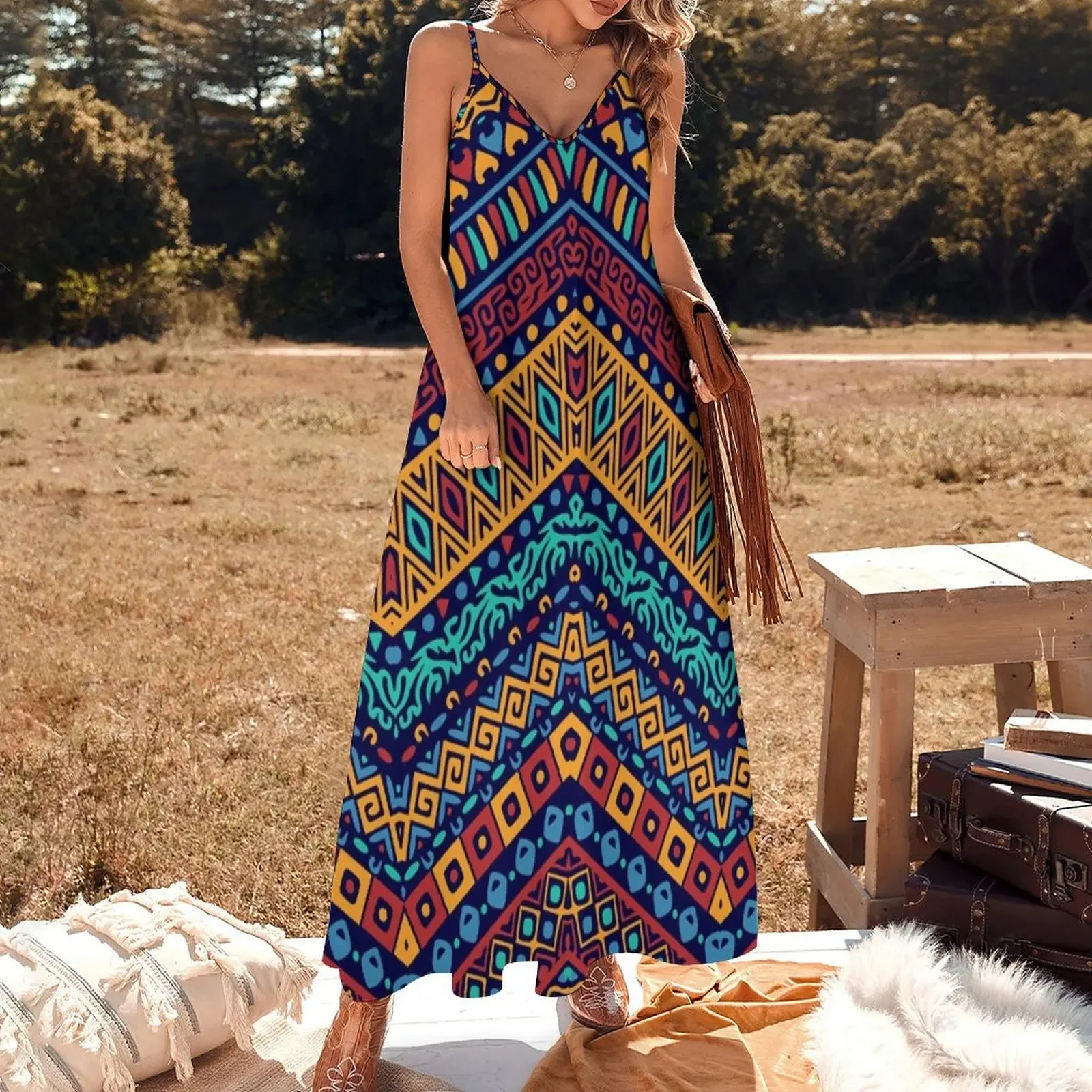 Kente Cloth Sleeveless Dress Long veiled dresses women's fashion dresses purple dress summer women's dress 2025