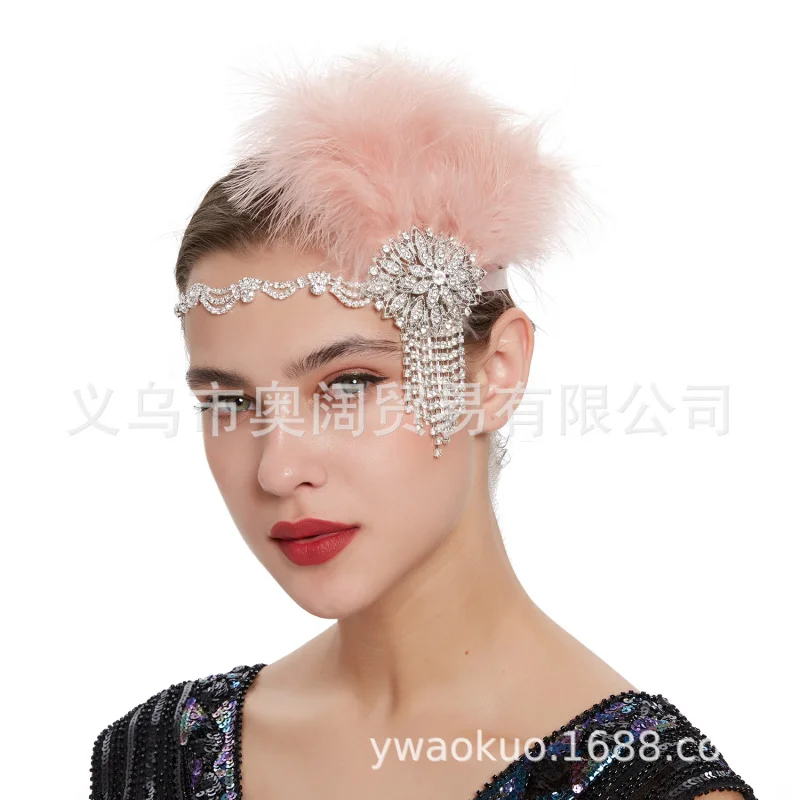 

1920sSingle Party Feather Headband Makeup Ball Feather with Rhinestones Hair Accessories Wholesale