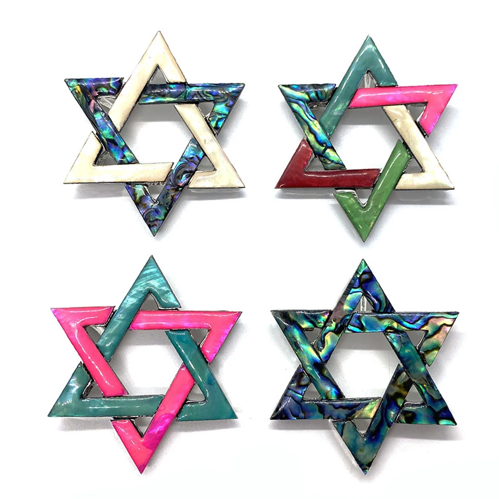 Natural Shell Star Brooch Necklace Pendant Abalone  Mother Of Pearl DIY Making Hexagonal  Scarf Buckle Jewelry image 2