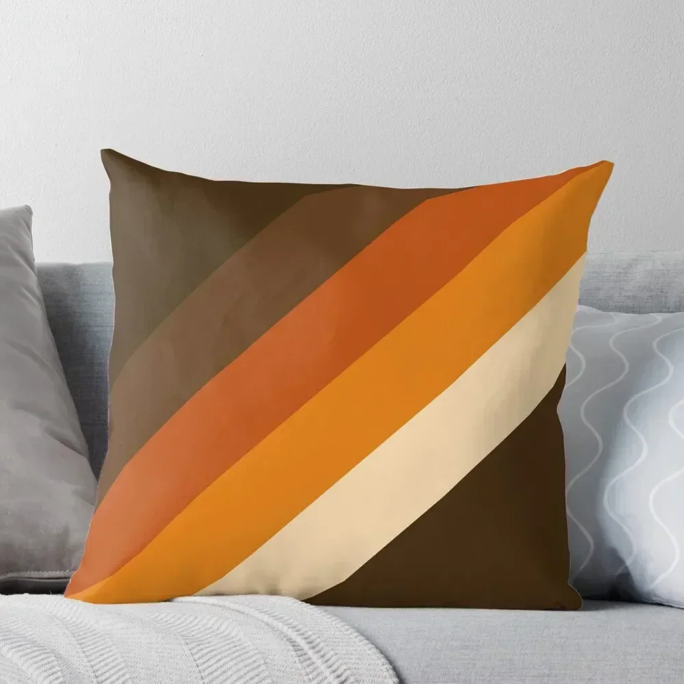 

70s Pattern Orange and Brown Diagonal Lines Throw Pillow Custom Cushion Photo Christmas Covers pillow