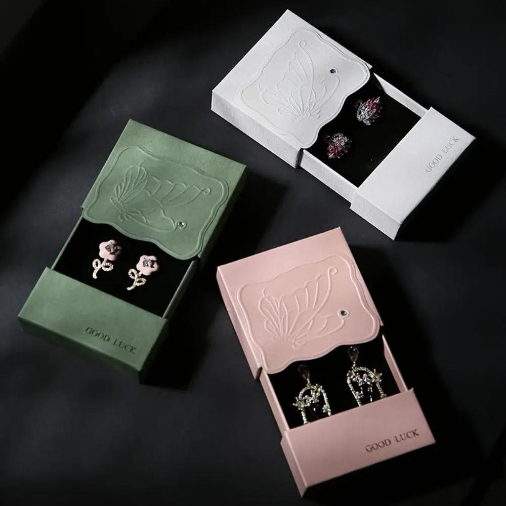 Butterfly Design Pull-out Jewelry Box Hot Stamping Small Size Diamond Jewelry Box Pull-out Drawer Fresh Style Drawer Jewelry Box