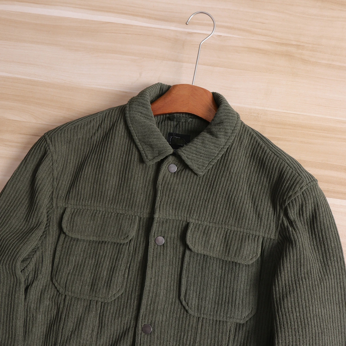 Men's Vintage Casual Workwear Knitted Jacket Coat Heavyweight Pit Stripe Texture Long Sleeve Standard Fit Polyester Fiber