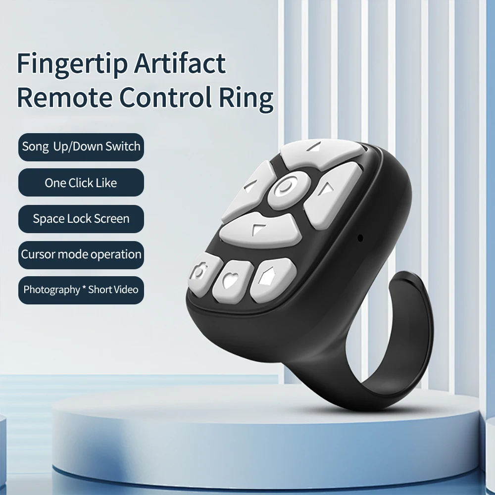 NEW Bluetooth-Compatible Scroller Ring Finger Remote Control Scroller Ring Remote Control Finger Video Memory for iPhone Android