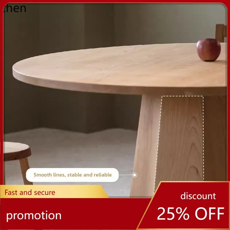 

ZML Solid Wood Dining Table Round Small Apartment Minimalist Dining Table and Chair Set Home Round Table Simple Restaurant