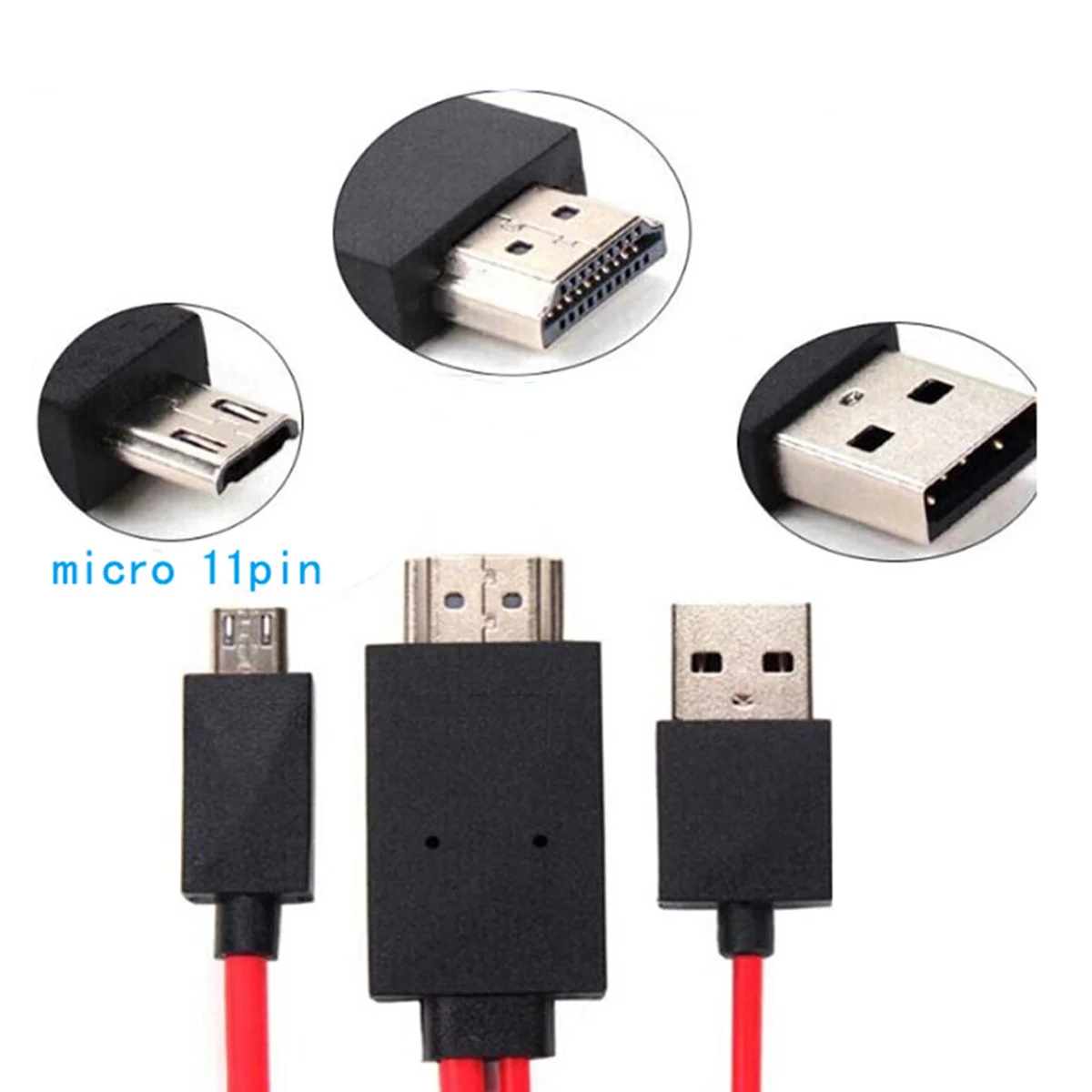 

2 Meters 11 Pin Micro Usb To Cable 1080P Hdtv Adapter For Phones Support Video Output Plug Play No Driver Required