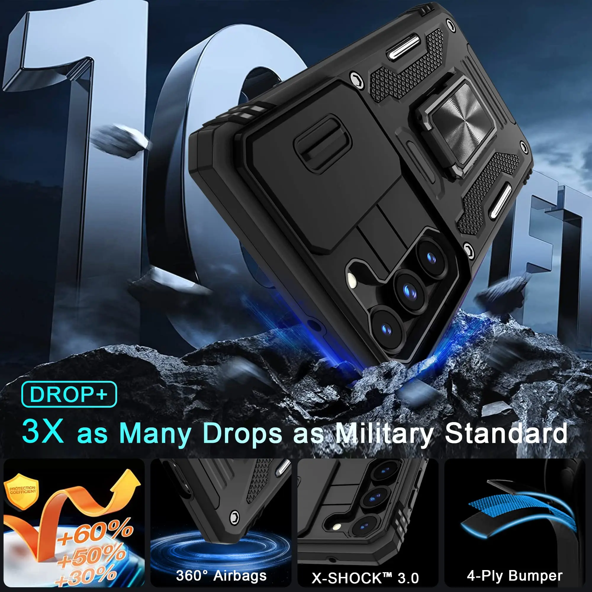 غطاء حماية مقاوم للسقوط من الدرجة العسكرية لهاتف آي سامسونج جالاكسي S23 S22 S21 Ultra Plus FE