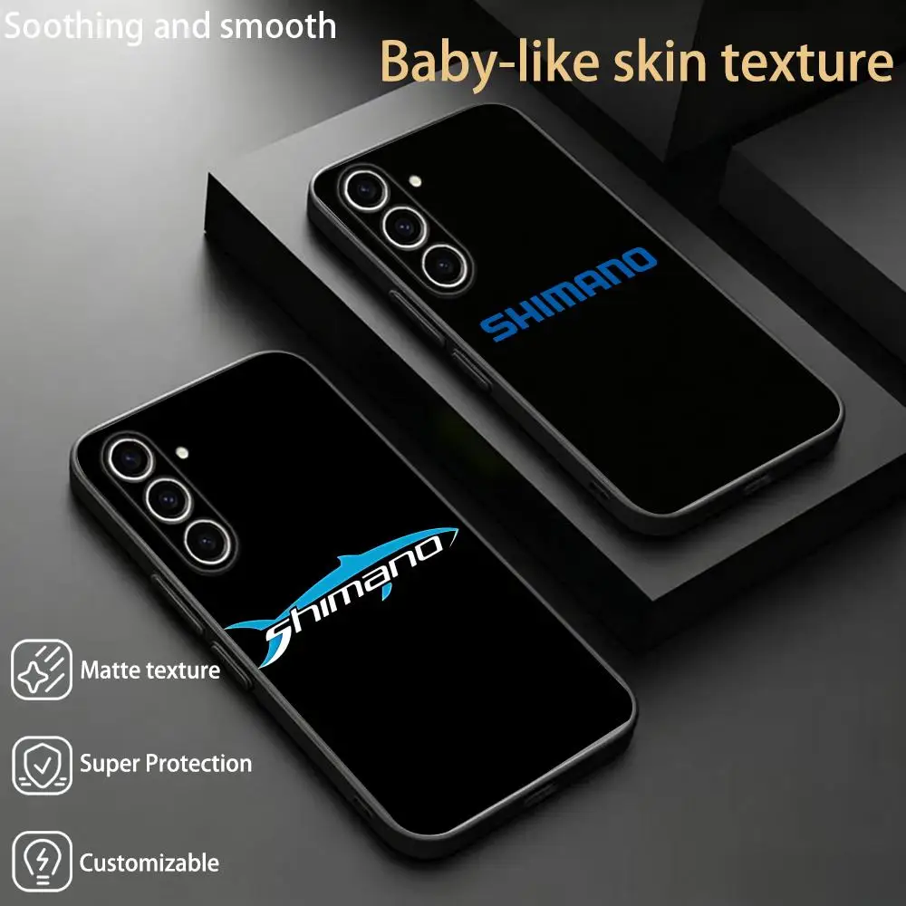 Hot cool S-shimano-es design logo  Phone Case For Samsung Galaxy S26 S25 S24 S23 S22 S21 Plus Ultra Fold A Soft Black