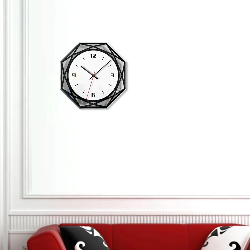 

Creative Wall Clock Geometric Figure Transparent Black and White Silent Easy to Hang for Home Classroom Decor Wall Clock