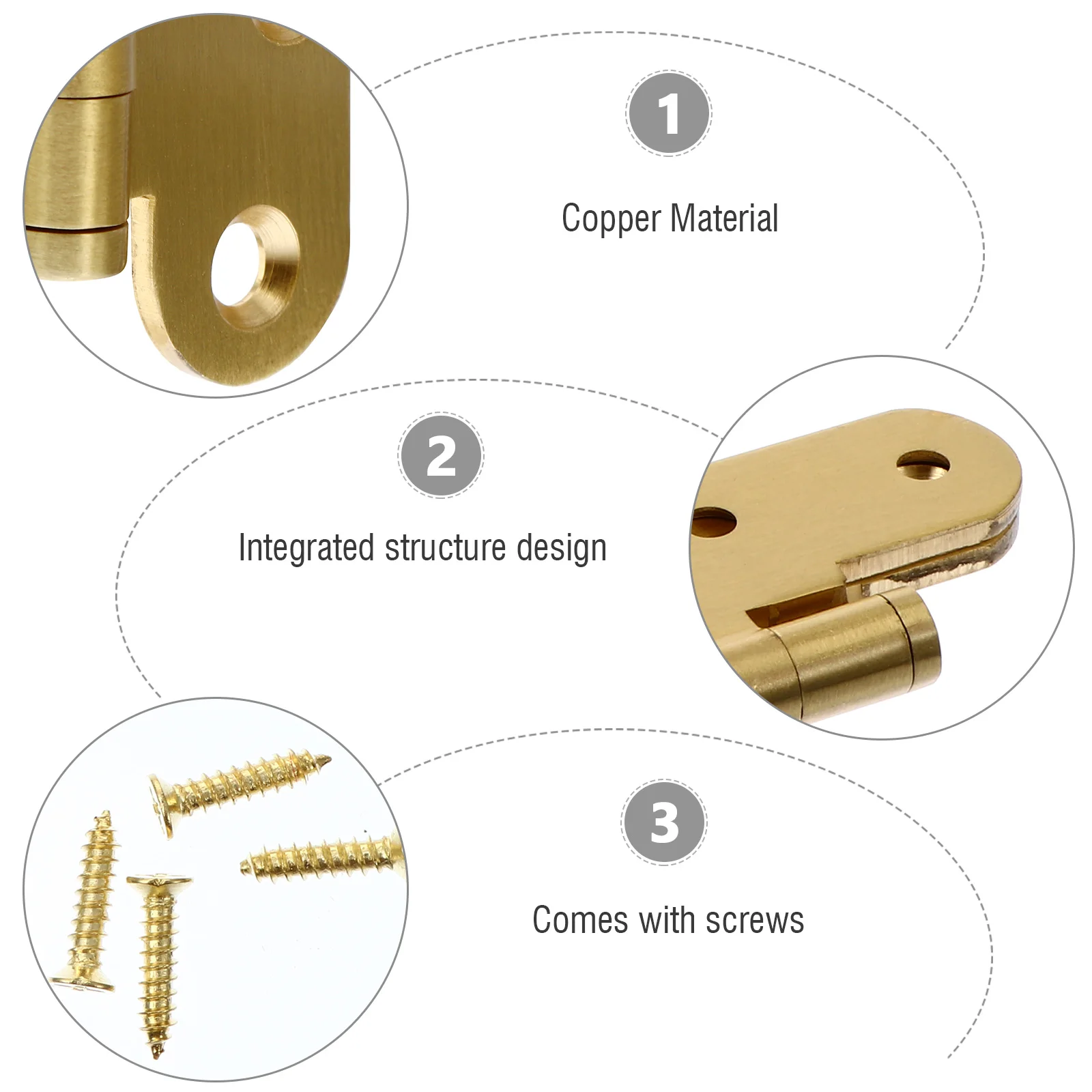 

2 Pcs Copper Cabinet Door Hinge for Drawer Furniture Home Office Shop Vintage Box Gift Toolbox Durable Classic Decorative