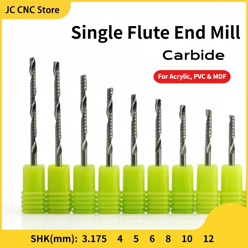 1PCS  AAAAA QualitySingle Flute UP Spiral Milling Cutter CNC End Mill Carbide Router Bit for Acrylic PVC MDF Milling Cutter