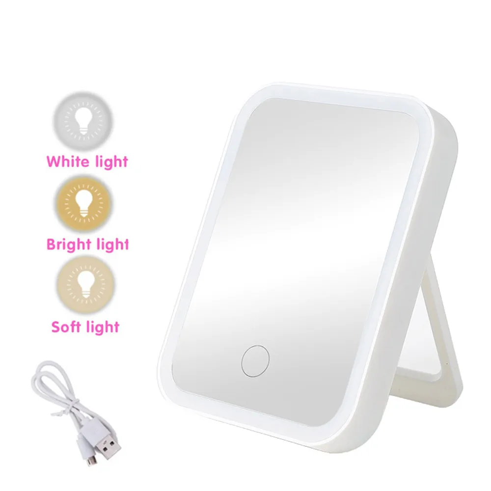 Espelho de Beleza LED 3 em 1 com Aumento de 5X e 10X, Luz Natural, Portátil para Maquiagem, Viagem e Necessaire