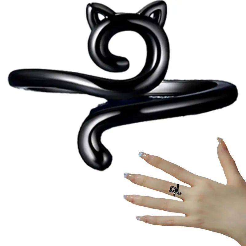 Adjustable Size Yarn Ring Cat Ears Crochet Ring Beginner Knitting Crocheting Loop Thread Wrapped Rings Tension Regulator Tool