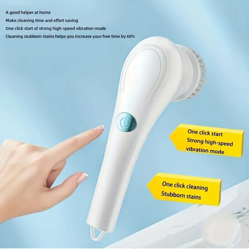 Electric Spin Scrubber, Handheld Cordless Rechargeable Electric Cleaning Brush with 5 Replaceable Heads,Power Cleaning Brush