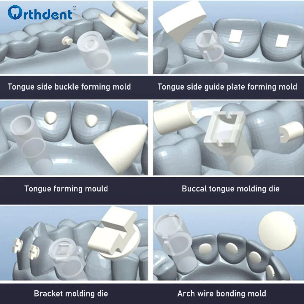 Dental Mini akcesoria ortodontyczne zestaw form wtryskowych do stomatologii językowe wspornik guzikowy drut łukowy klejonalna forma formująca