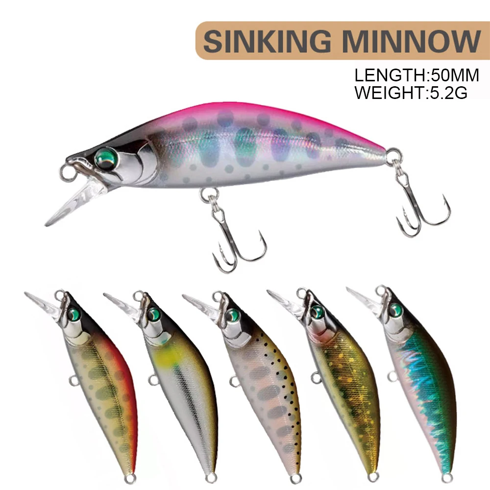 5cm 5.2g Fishing Lure Micro Minnow Wobbler Long Shot Sinking Artificial Hard Bait Jerkbait Small Stream Decoy For Trout Bass