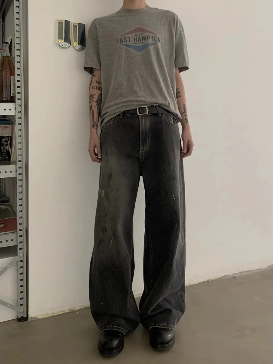 

Мужские джинсы Waed Bla с эффектом расплесканных красок, свободного кроя, прямые, повседневные, молодежные, модные, удобные, длинные...