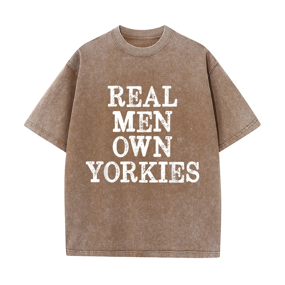BDAZ Yorkie Dad Real Men Own Yorkies Terriers Dog Husband T-Shirt Black Small Loose Fit Oversize T-Shirts Men's Clothing