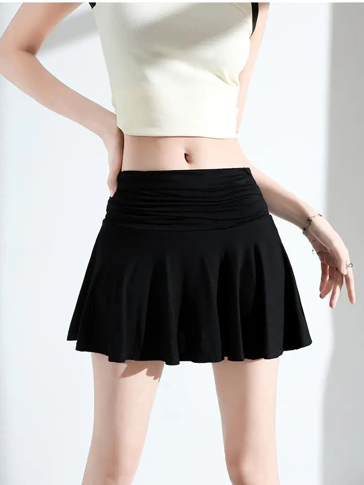 

Korean Fashion Women Black Sexy Club Versatile Mini Skirt Summer Grey High Waisted Pleated Short Skirt Simplicity Popular Trendy