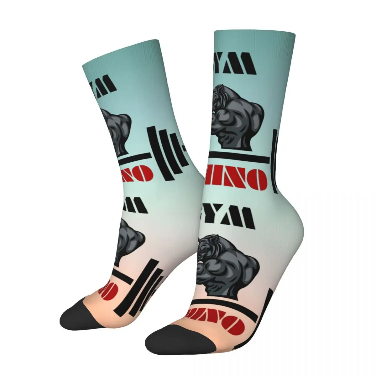 Gym Men's Socks Retro Harajuku Rhino Street Style Novelty Seamless Crew Sock