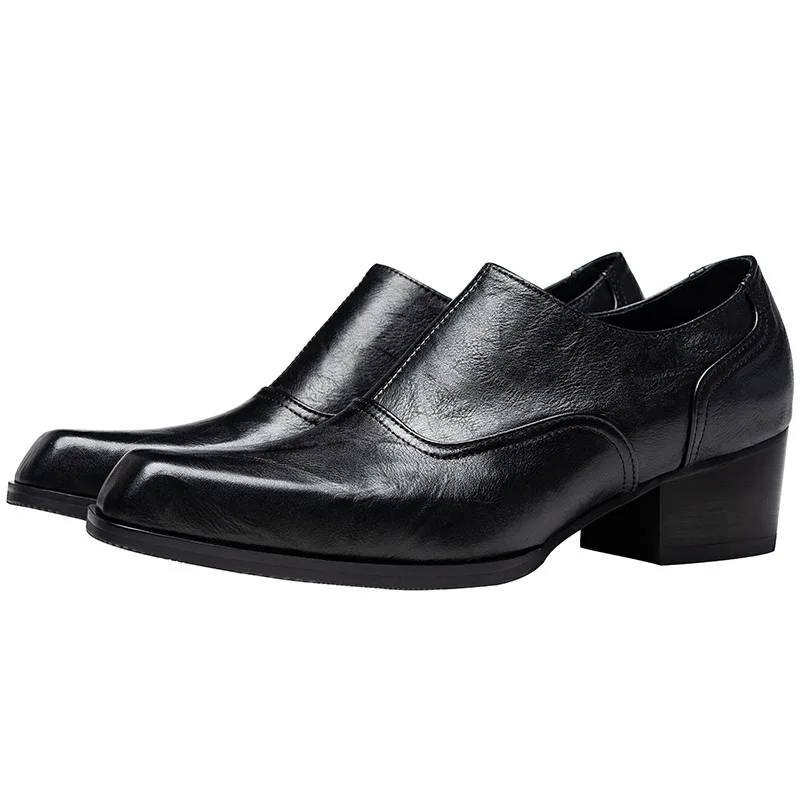 

Genuine Leather Mens Dress Shoes Luxury Handmade Quality Comfortable 2026 Autumn British Style New 5 Cm Height High Heels Man