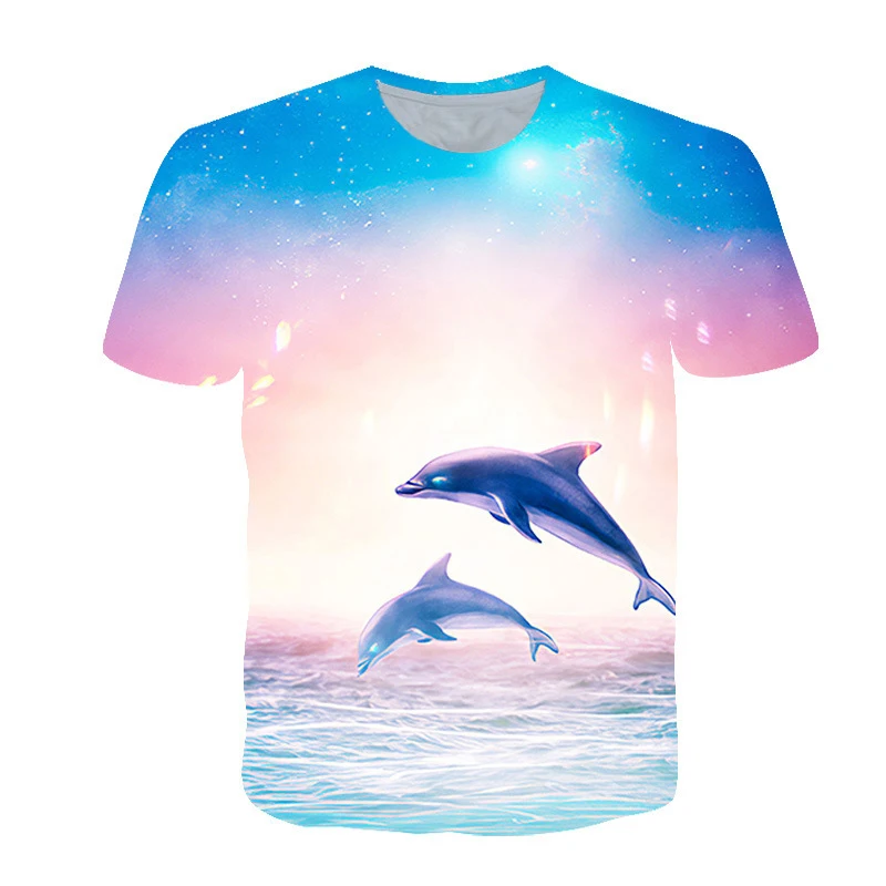 Kawaii Dolphins 3D Print Kids T Shirt Summer Fashion Casual Cartoons T-shirt Boy Girl Unisex Children's clothing Tshirt Tops