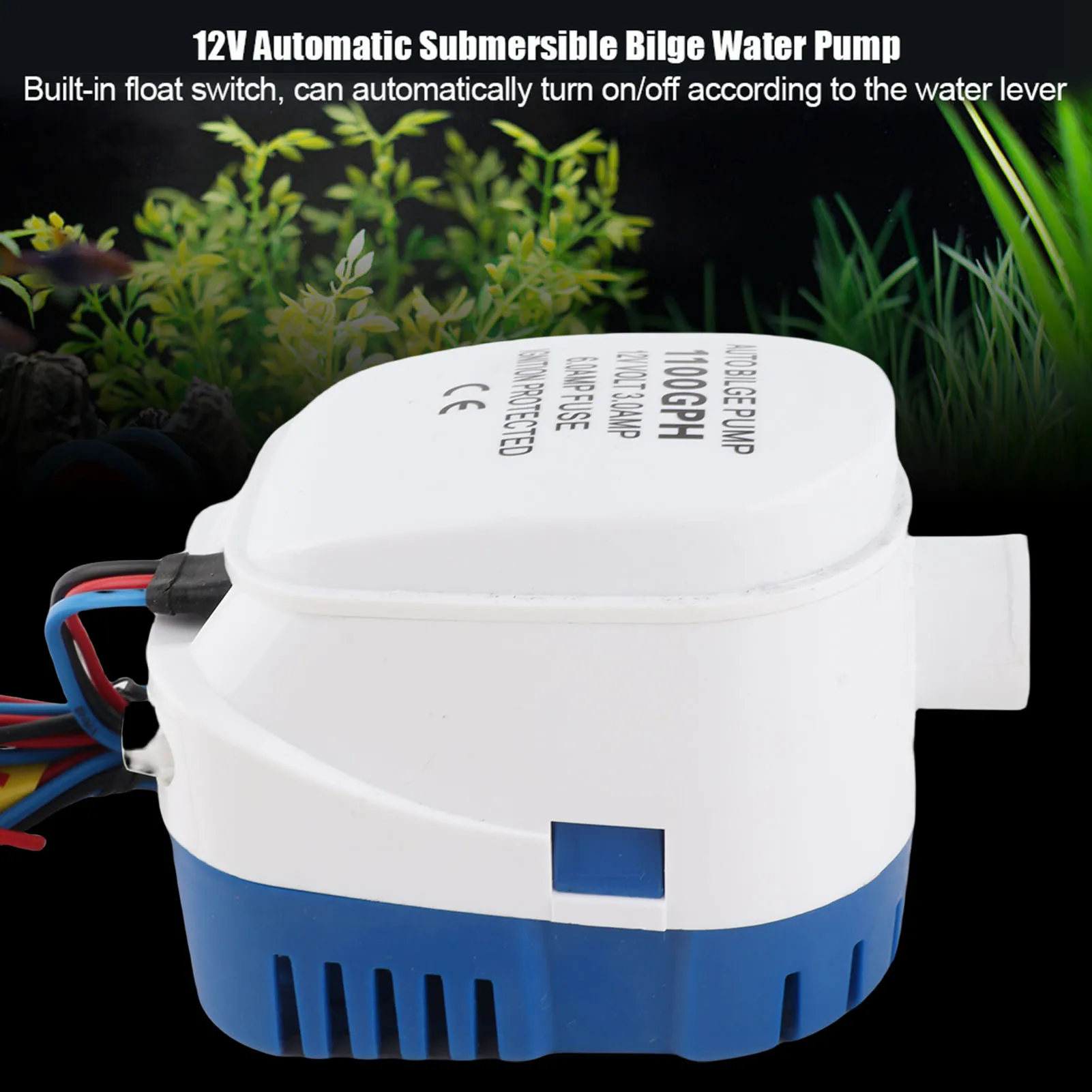 Pompa Bilge Kapal Otomatis Submersible 12V Marine 1100GPH, Sepenuhnya Otomatis, Internal