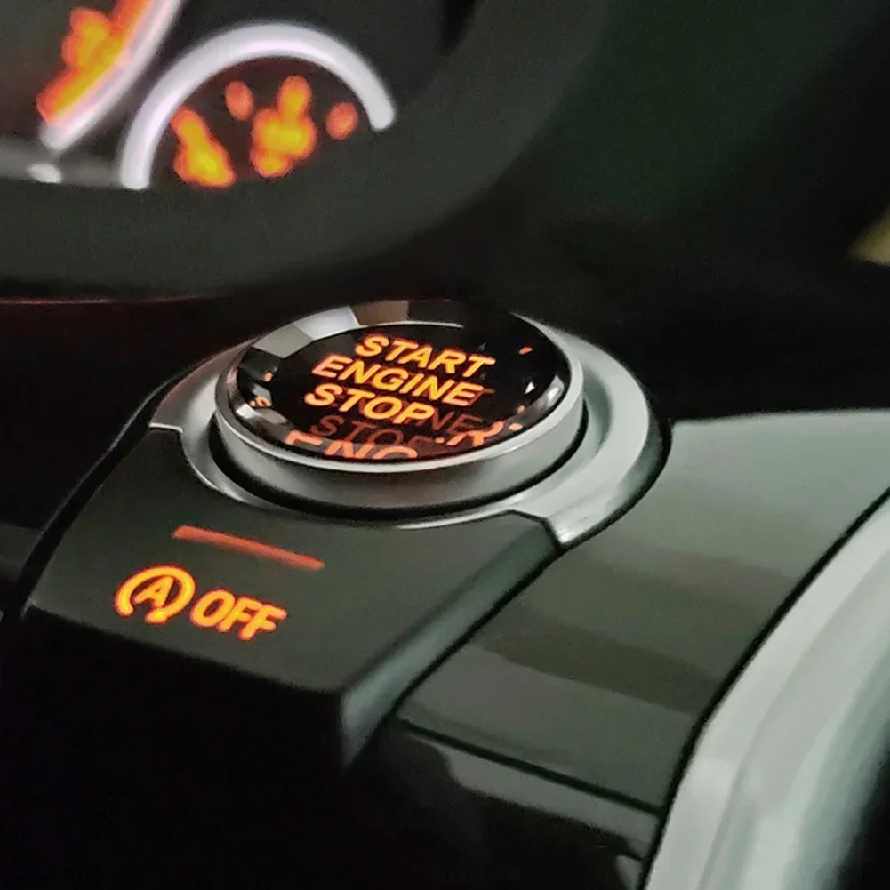 1pc botão interruptor de parada partida do carro novo prata botão interruptor do motor automático capa para bmw g f série f30 f10 g20 f48 g30