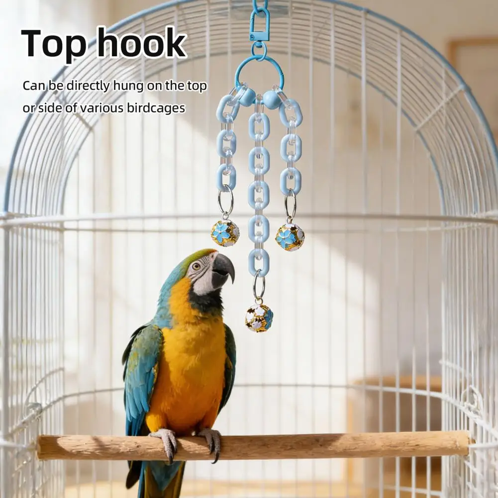 Bite Resistant Bird Chain Bells Toys Metal Bell Wear-resistant Bird Hanging Bell Ball Exercising Toy Parrot Chewing Toys