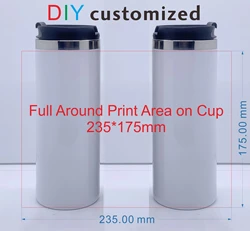 450ML Coffee Cup Full Print Customized with Your LOGO PHOTO Name TEXT Thermos Tumbler for Office Drink Water Keep Cold and Hot