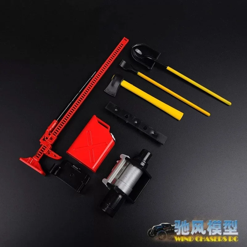 Pendentif outil de Simulation de voiture RC, ensemble de 6 pièces, réservoir de carburant, pelle, corde de remorquage, chaîne, boucle de sauvetage, décor, pièces de mise à niveau