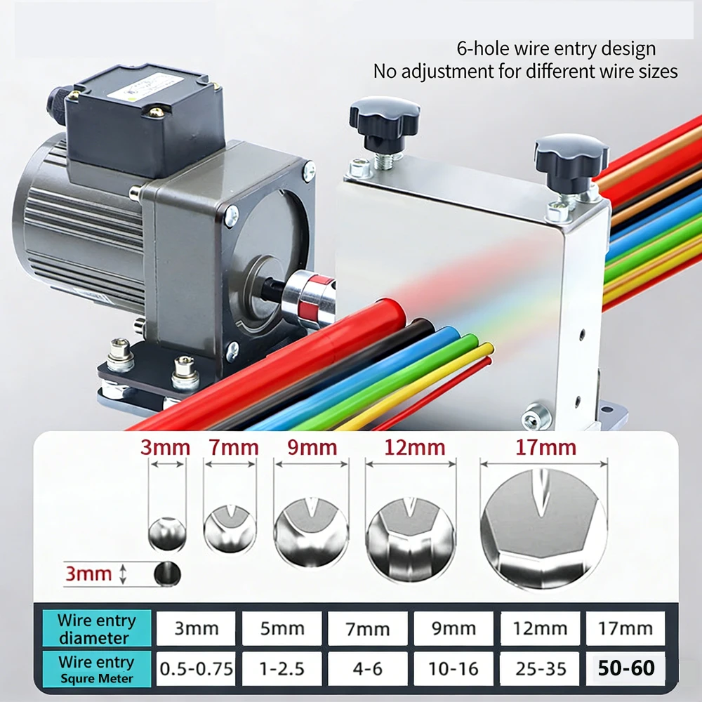6 Channel Automatic Electric Wire Stripping Machine 1-70mm² Cable Peeling Tool With 3 Blades Copper Wire Stripper Equipment