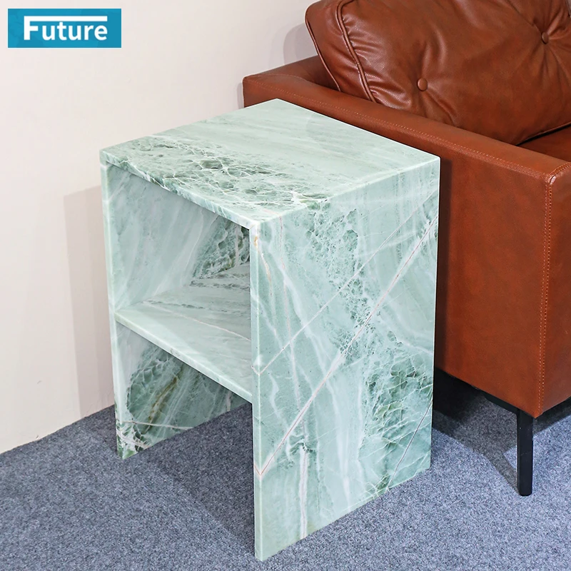 Small Size 100% Natural Stone Luxury Living Room Furniture Bed Sofa  Entrance Hall Popular Sky Blue Marble Side End Table