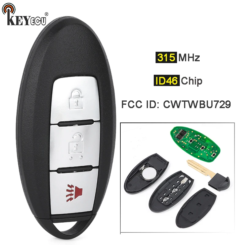 

KEYECU 315 МГц CWTWBU729 Сменный смарт-брелок с 3 кнопками для Nissan Armada Pathfinder 2008-2012 Rogue 08-13 Versa 07-12