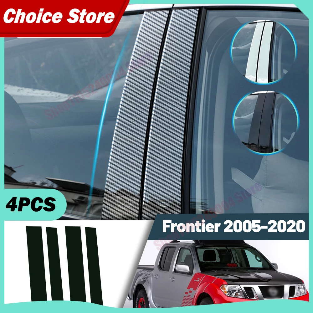 Car Accessories Glossy Black Door Window Pillar Posts Cover Trim Kit New For Nissan Frontier 2005-2020