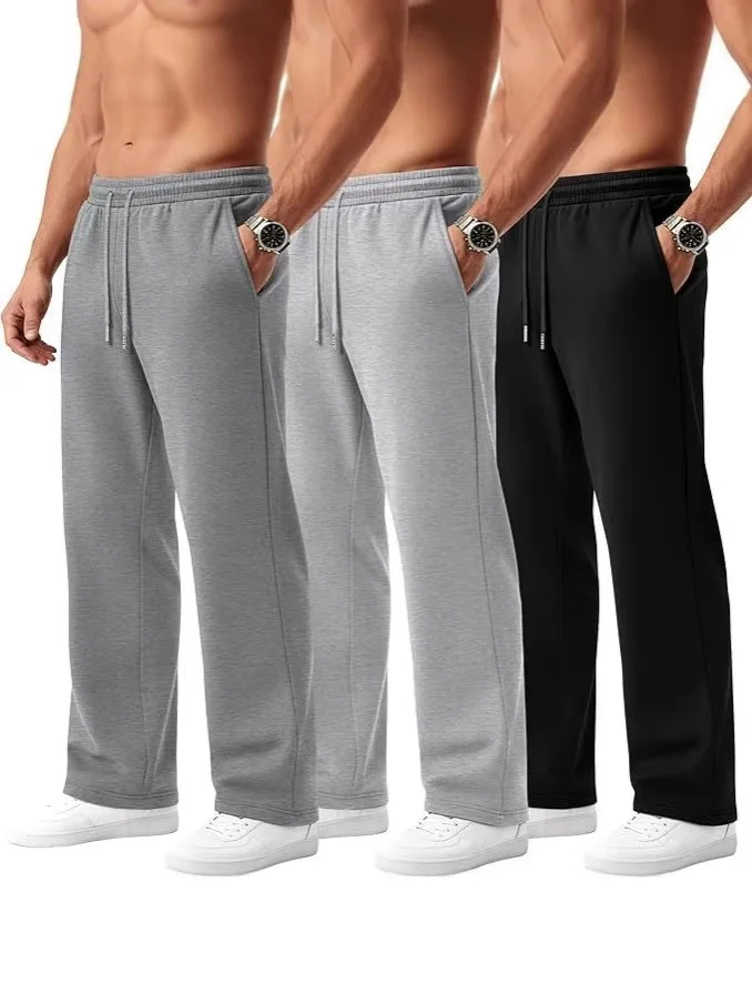 Men's Elastic Drawstring Waist Relaxed Baggy Jogger Pants Loose Full Length Cuffed Ankle Casual Trousers for Daily Streetwear