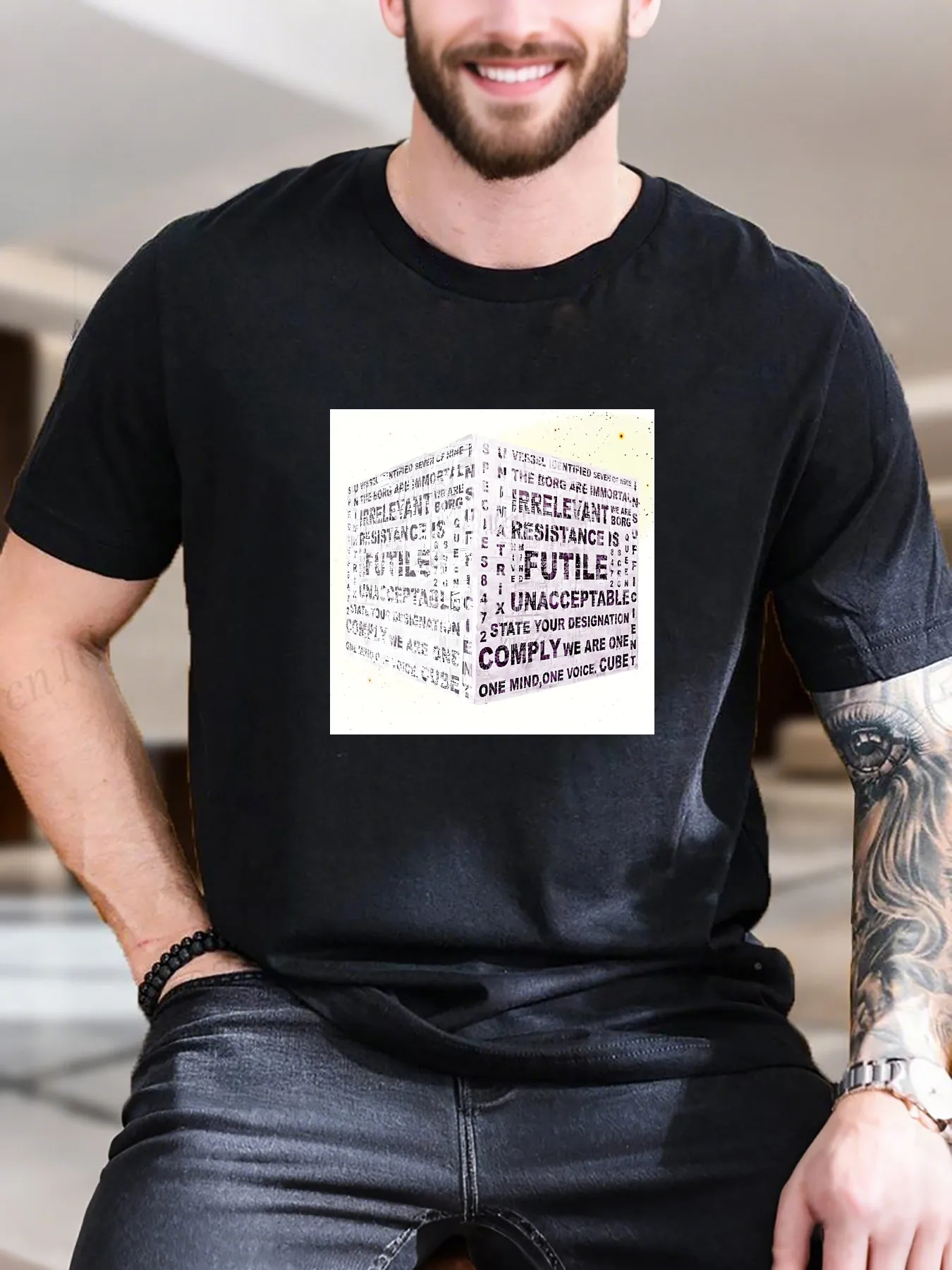 

New Arrival Fashion Men's Graphic Print T-Shirt 3D Text Design 100% Cotton Breathable Tee Comfortable Casual Wear for Daily Use