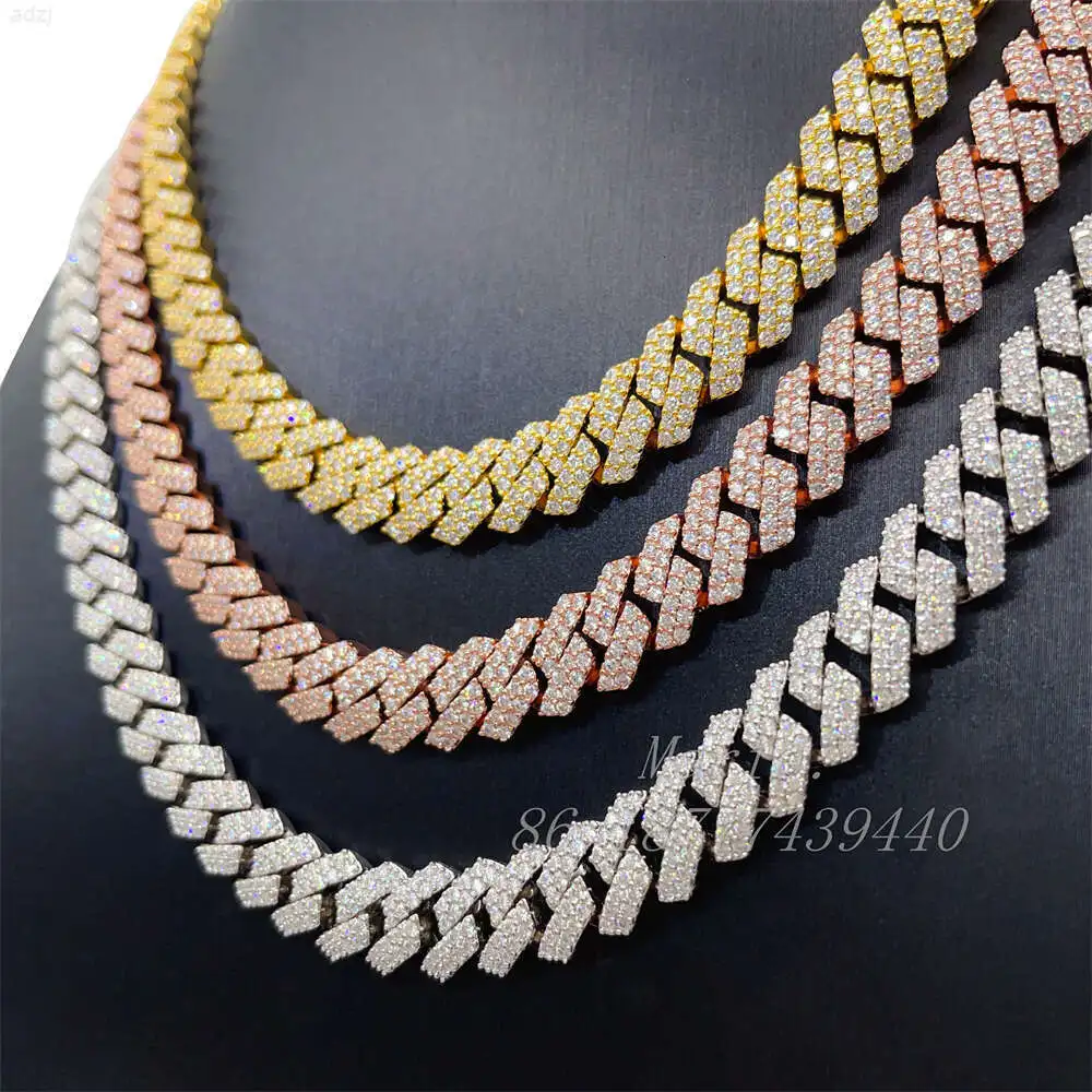 

10mm Wide Luxury Necklace for Women Hip Hop Women Necklace Moissanite Cuban Chain Iced Out Jewelry Cuban Link Chain