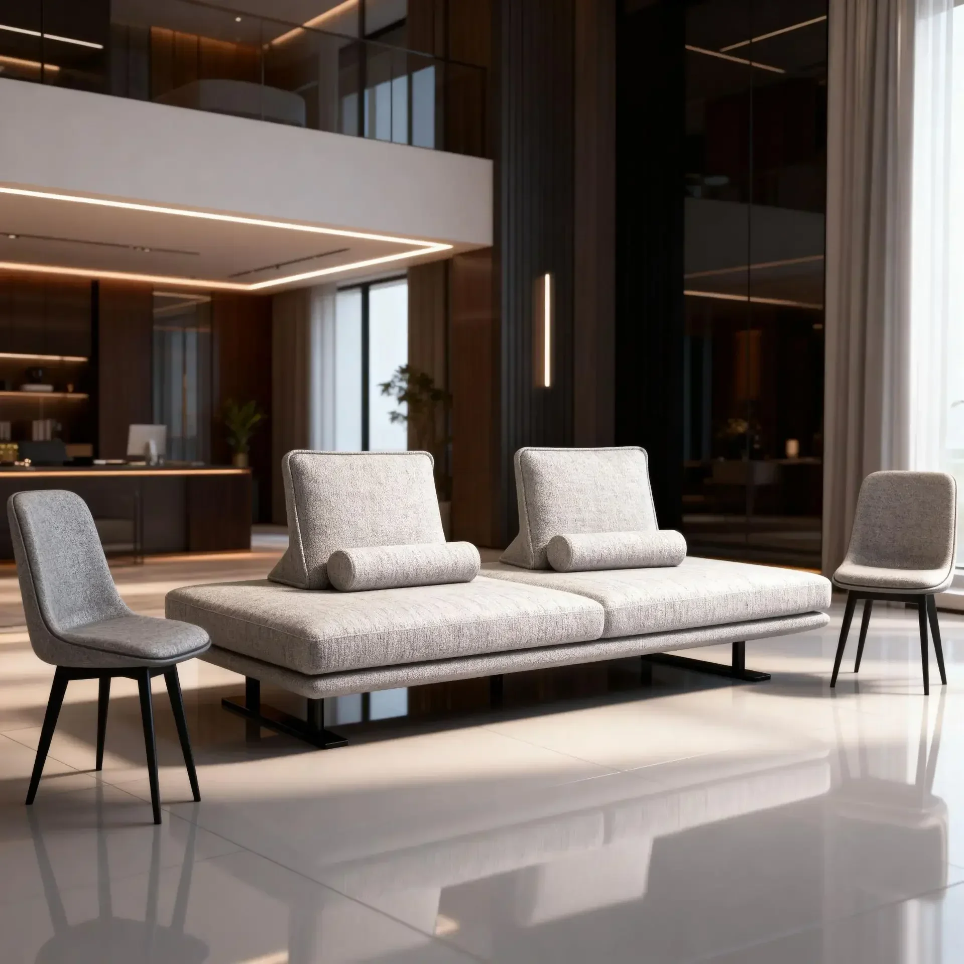 Sofa small apartment bay window mobile backrest without armrests cotton and linen fabric sofa