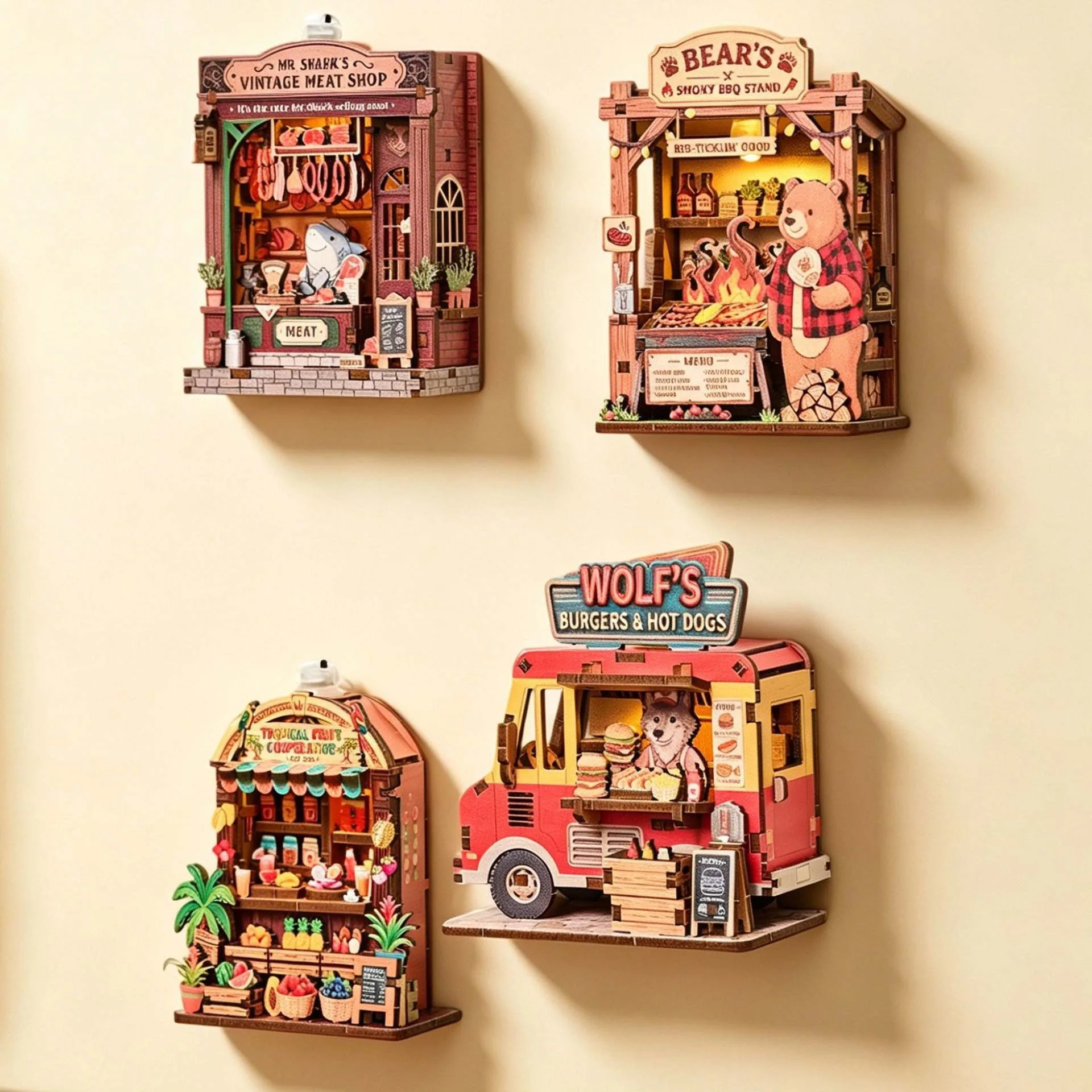 Wooden Mini Shop Fridge Magnet - Model Kit Wood recension och pris