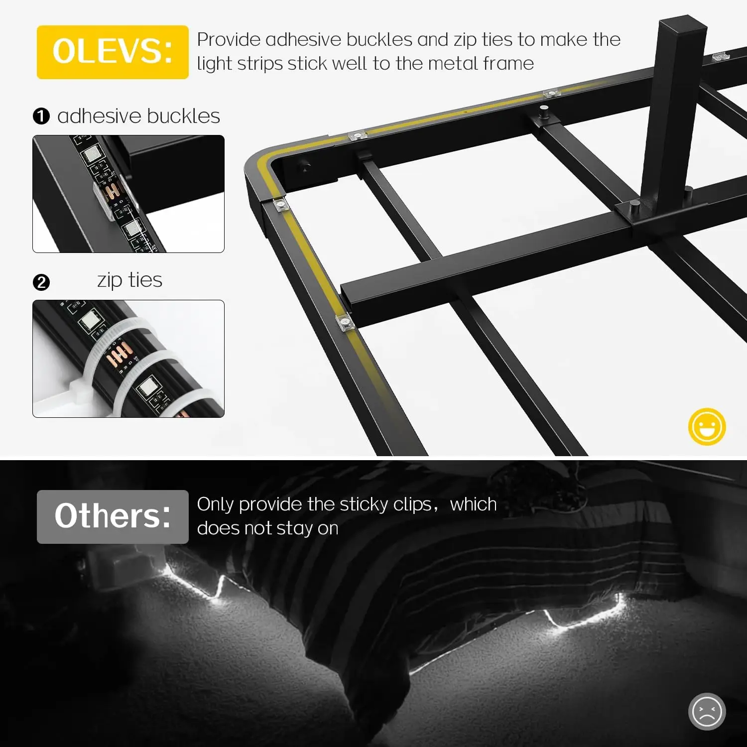 S46b5acf2780b4cb3bd0ee6cd038003c5o Queen Size Floating Bed Frame with LED Lights and Charging Station