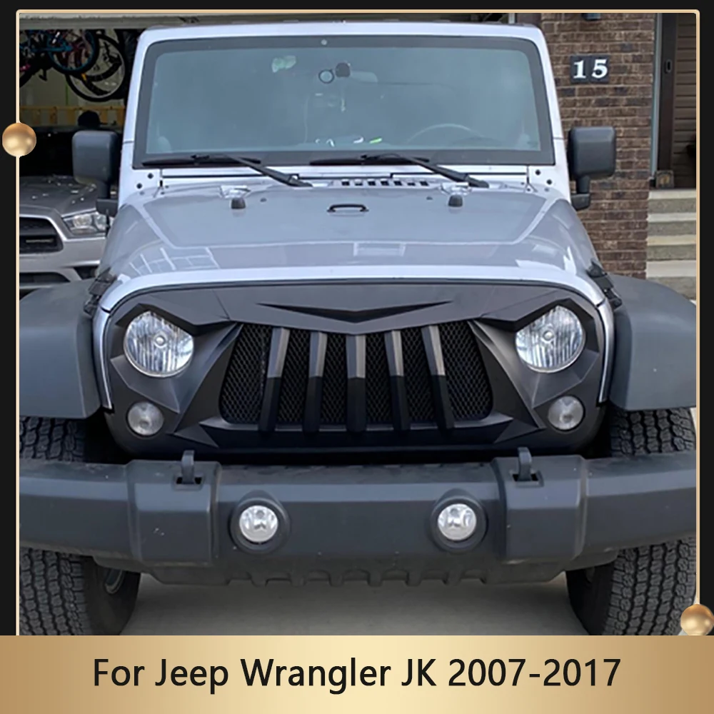 Auto Accessories 4x4 Offroad High Quality Car Front Grille With Mesh For Jeep Wrangler JK 2007-2017 Grill ABS Bumper Grills