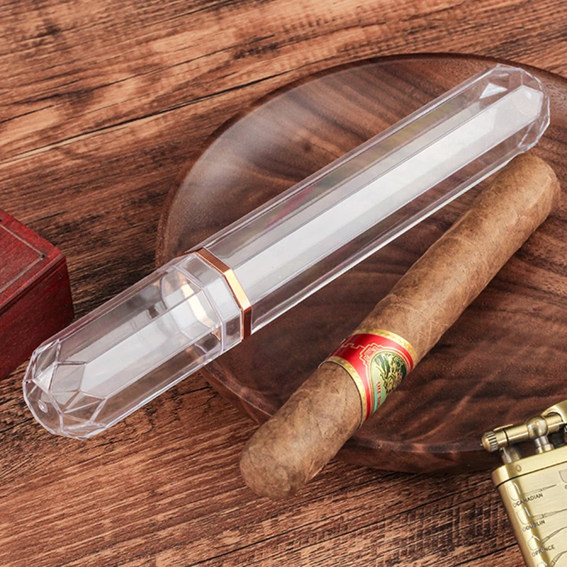 

2026 New Acrylic Transparent Personalized Cigar Tube Portable Cigar Protection Case Moisture-Proof Box Cigar Accessory